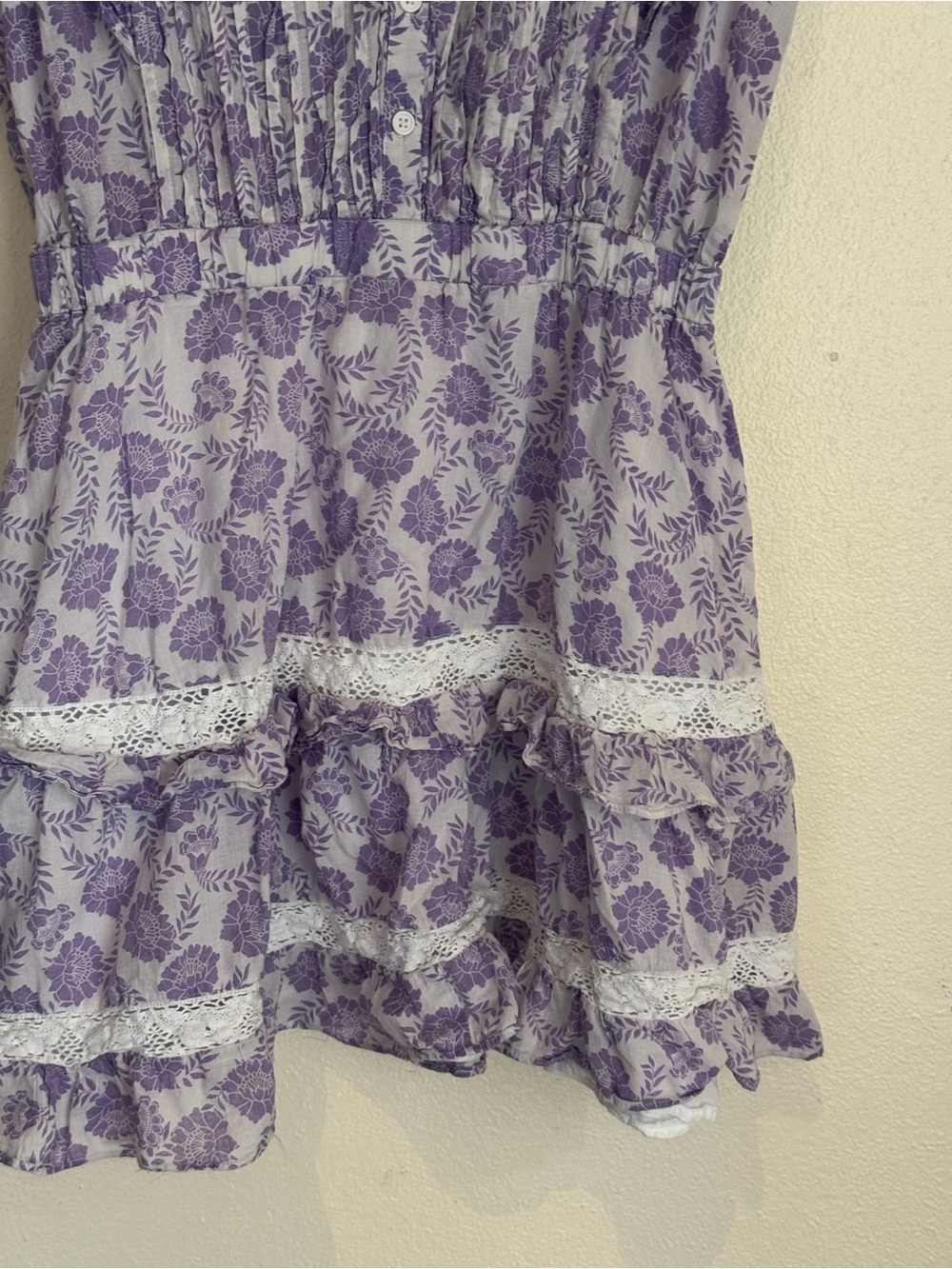 BB Dakota Steve Madden Purple Floral Ruffle Mini Dress Size L - Picture 4 of 9